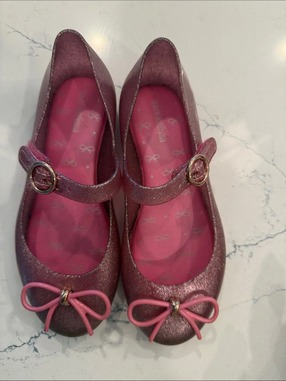 Mini Melissa Girls Glitter Pink Mary Janes